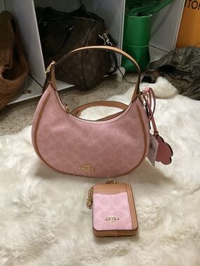 Brand New Emily Shoulder Bag In Signature Canvas With Matching Zip Card Case